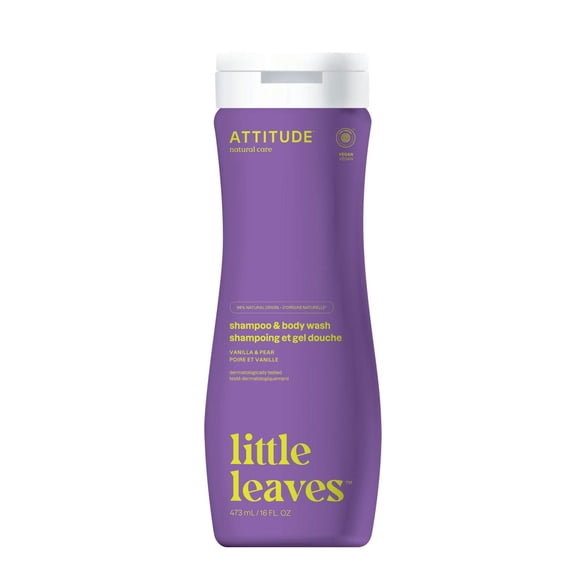 ATTITUDE little leaves, 2 en 1 Shampooing et Gel Douche, Vanille & Poire