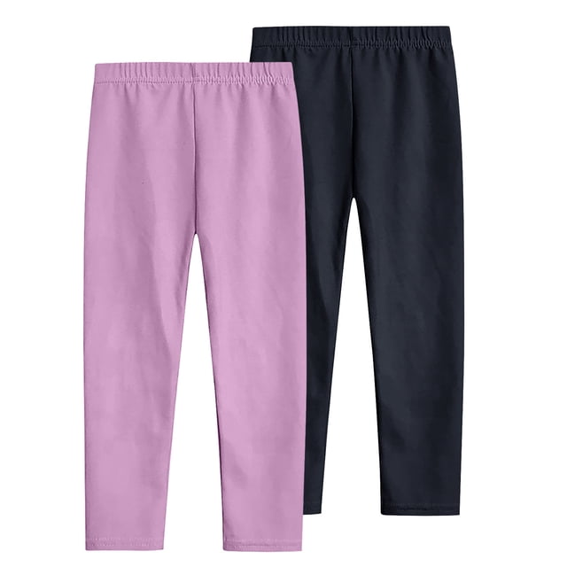 Timegard Girls Clothes 2pc Slim Fitting Pants Lightweight Solid Color Everyday Casual Stretch Leggings