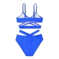 thumbnail image 2 of MIASHUI Girls 2 Piece Swimsuits Solid Spaghetti Strap Bikini Set Beach Bathing Suit,Blue,7-8 Years, 2 of 5