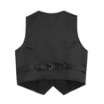 thumbnail image 4 of YONGHS Garçons Enfants Gilet de Costume Satiné Formel Coupe Classique Col en V à Simple Boutonnage Gilet de Robe Noir 6, 4 of 6