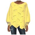 thumbnail image 2 of VgaVtl Womens Oversized Sweater Long Sleeve Pullover Womens Sweaters Hollow Solid Knitted Yellow Sweaters, 2 of 4
