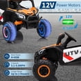 thumbnail image 4 of OUYAWEI 12V Ride On UTV Truck Parental Remote Control 4 Spring Suspension EVA Tires Safety Belt Bluetooth LED Orange, 4 of 7