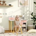 thumbnail image 2 of Qaba Ensemble de Bureau et Chaise pour Enfants 2 Pcs avec Rangement et Étagères, Rose, 2 of 10