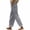 Grey, variant on Nfurl Womens Pants with Pockets Elastic Waist Drawstring Cotton Linen Summer Pants Trendy Striped Hems Beach Vacation Casual Pants Black,S
