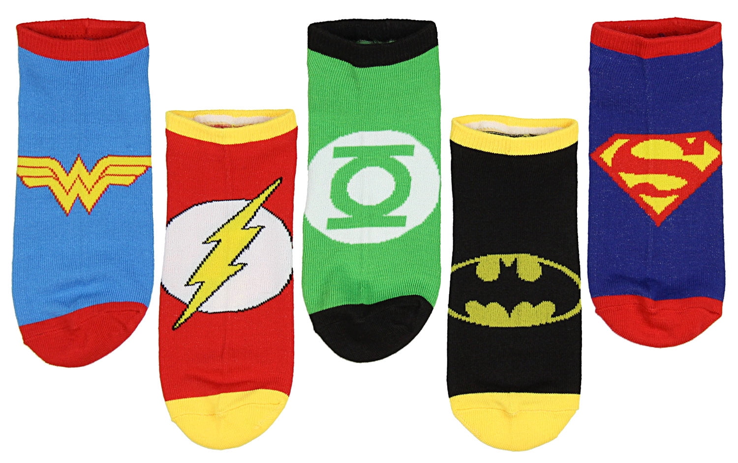DC Comics La Ligue des Justiciers Logos Adulte Lot de 5 Chaussettes Invisibles à la Cheville de Superhéros