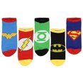 thumbnail image 1 of DC Comics La Ligue des Justiciers Logos Adulte Lot de 5 Chaussettes Invisibles à la Cheville de Superhéros, 1 of 3