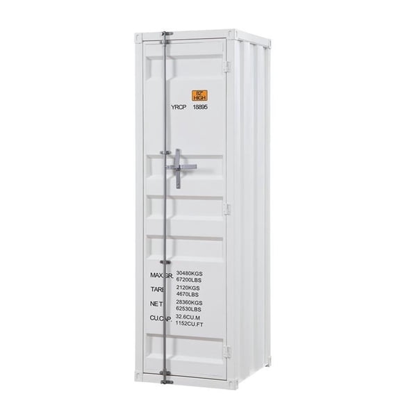 Bowery Hill Contemporary Metal Wardrobe Armoire with 1 Door in White