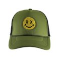 thumbnail image 2 of Gravity Threads Smile Face Embroidery Adjustable Trucker Hat - Cross Eye - Olive/Black, 2 of 2