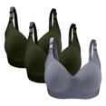thumbnail image 2 of Bras for Women, 3PC Womans Large Size Solid Color Without Steel Ring Gathering Comfortable Bras Daily Bra, 2 of 3