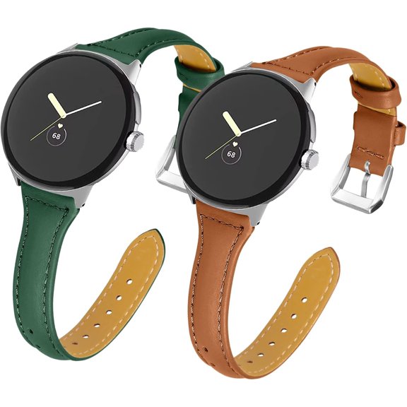 KOMI Colorful Leather Bands Compatible with Google Pixel Watch 3 41mm/Pixel Watch 2/Pixel Watch Bands Narrow Luxury Sport Strap Replacement Women Men Watch Band Accessories for Google Pixel Watch 3