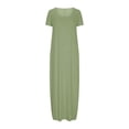 thumbnail image 3 of Annhoo Robes d'Été Grande Taille pour Femmes Col Rond Manches Courtes Robe Maxi Décontractée Ample Couleur Unie Longue Robe, 3 of 5