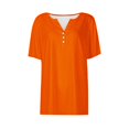 thumbnail image 4 of Yuyuzo Womens Summer Tops Notch V Neck Button Tunic Tops Short Sleeve Loose Summer Basic Tee Shirts, 4 of 5