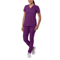 thumbnail image 1 of Adar Addition Go-Basic Scrub Set For Women - Slim V-Neck Scrub Top & Skinny Cargo Scrub Pants, 1 of 7