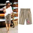 thumbnail image 1 of LOVZFMLL Short à Taille Élastique à Cordon Imprimé pour Femme Kaki TG, 1 of 3
