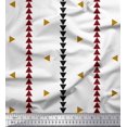 thumbnail image 1 of Soimoi Gold Modal Satin Fabric Geometric Triangle & Jamdani Print Sewing Fabric Yard 42 Inch Wide, 1 of 2