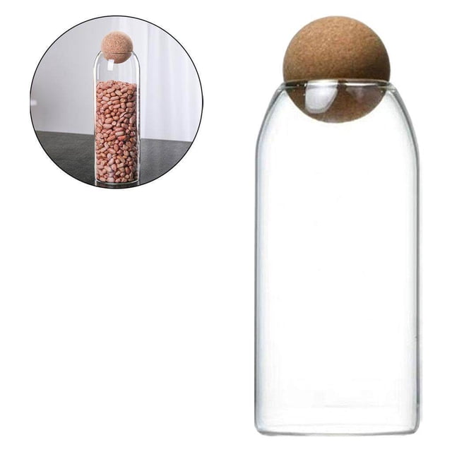 ziyahi Bouteille en Verre avec Bouchon en Liège Transparent Bocal de Rangement Scellé pour Bonbons Café 1600ml