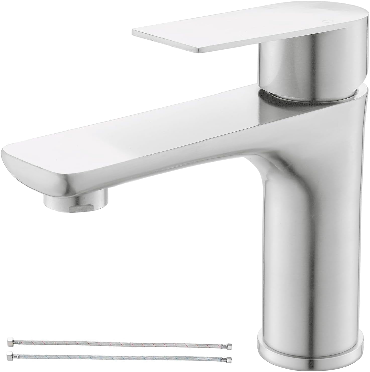 Brushed Nickel Bathroom Faucet, Single Handle Stainless Steel Bathroom Sink Faucet, Single Hole Faucet Bathroom Sink, 1 Hole Bathroom Fauect for RV Camper Farmhouse Lavatory Bar Vanity Sink