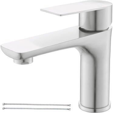 Robinet de Salle de Bain en Nickel Brossé, Robinet de Lavabo de Salle de Bain en Acier Inoxydable à une Poignée, Robinet de Salle de Bain à un Seul Trou, Robinet de Salle de Bain 1 Trou pour VR, Caravane, Ferme, Lavabo, Bar, Meuble-Lavabo