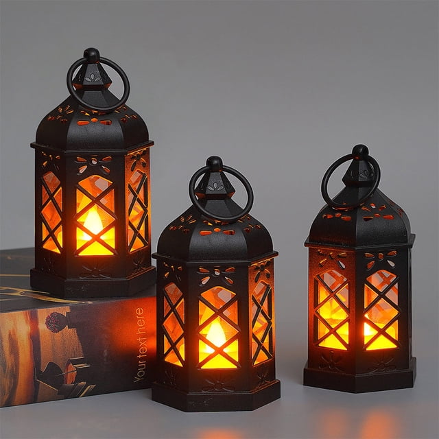Becaristey 2pcs/set European Style Ambient Light Lanterns Decorative Indoor Size Desktop black*12PCS 1Set