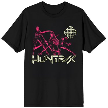 Chasseurs de Démons K-pop Huntrix Line Up sur T-Shirt Noir à Manches Courtes pour Adulte - Petit