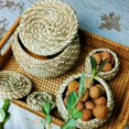 thumbnail image 4 of 3-Piece Mini Straw Woven Hand-Woven Storage Basket With Lid  Small Seaweed Box Desktop Storage Basket Bathroom Desktop Kitchen Toy  Key  Fruit  Cosmetic Storage Box, 4 of 8