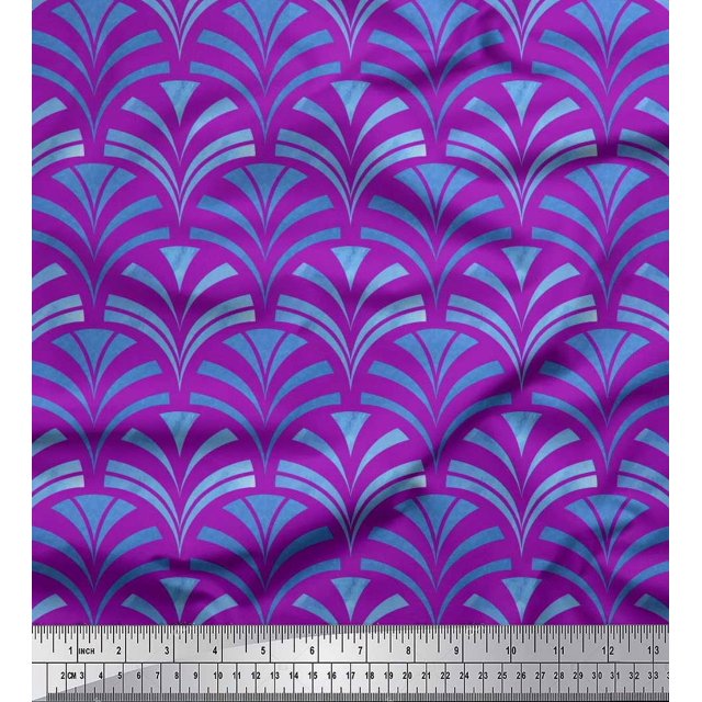Soimoi Velvet Fabric Scales Geometric Print Fabric by the Yard 58 Inch Wide