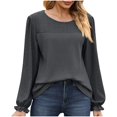 thumbnail image 1 of Timegard Blouse for Women Eyelet Scoop Neck Ruffle Long Sleeve Tops Fall Casual Comfy Tops Solid Color, 1 of 8