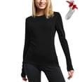 thumbnail image 2 of Yuyuzo Chandails à Manches Longues pour Femmes, Couche de Base Thermique Légère, T-Shirts à Col Rond, Hauts Chauds et Confortables avec Chaussettes, 2 of 7