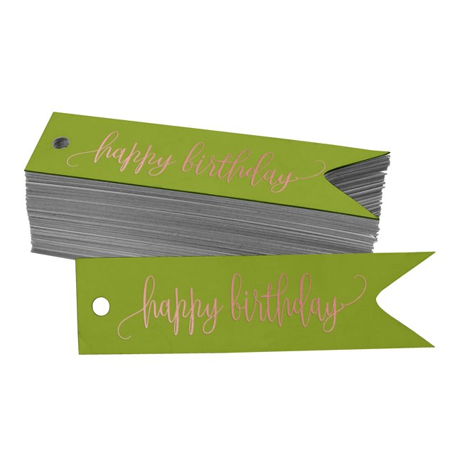Inkdotpot Happy Birthday Bottle Tag Real Rose Gold Foil Favor Hang Tags Pack Of 100