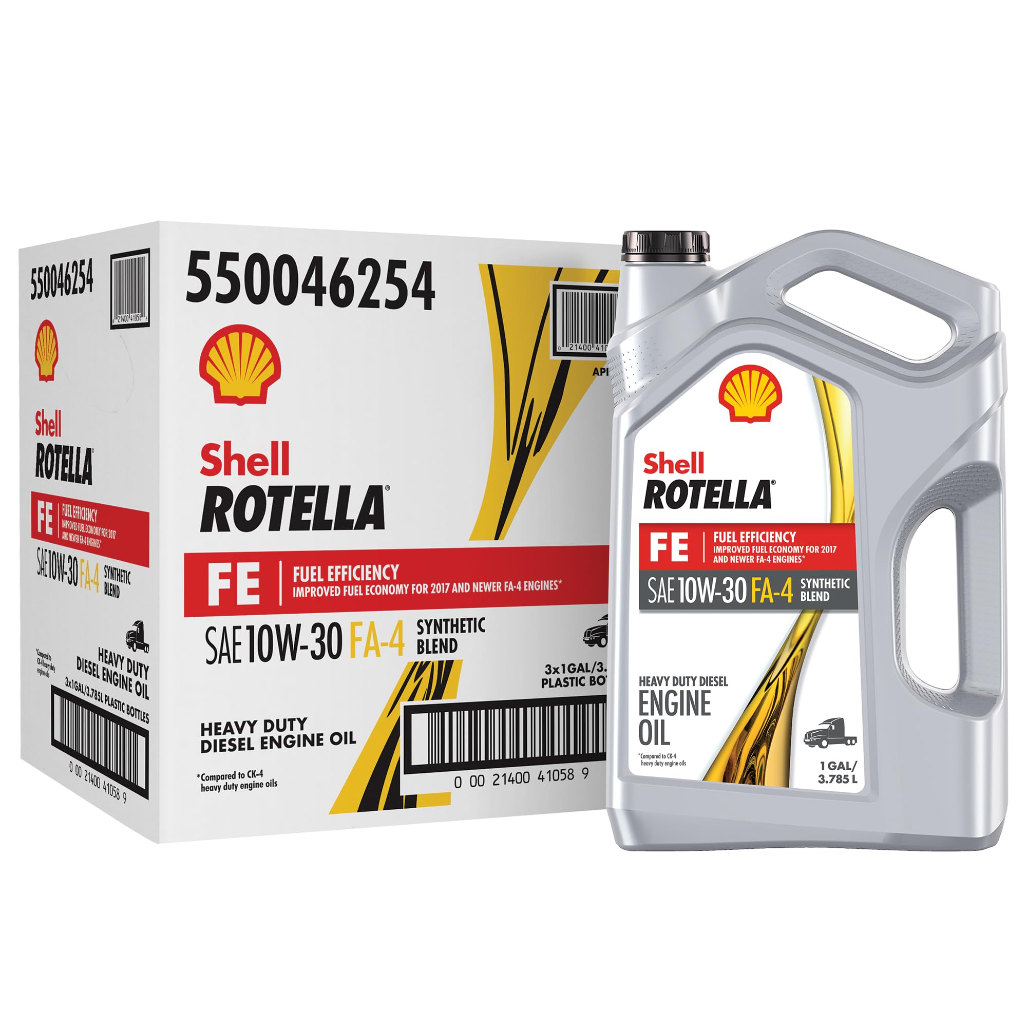 Shell Rotella T5 Huile Moteur Diesel Ultra Synthétique 10W-30, FA-4 (1 Gallon, Lot de 3)