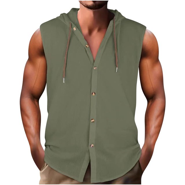 Birdeem Vest for Men Men Casual Solid Color Solid Color Sleeveless Hooded Blouse