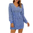 thumbnail image 1 of Yuyuzo Robe Pull Mode Femme Col en V Tricot Torsadé Manches Longues Lanterne Pull, 1 of 5
