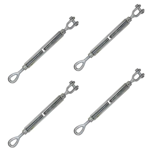 US Cargo Control 3/4 Inch x 12 Inch Jaw and Eye Galvanized Turnbuckle, Working Load Limit 5,200 Pounds, 4 Pack, Uses: Tower, Suspension, Mining, Rigging, Tensioning
