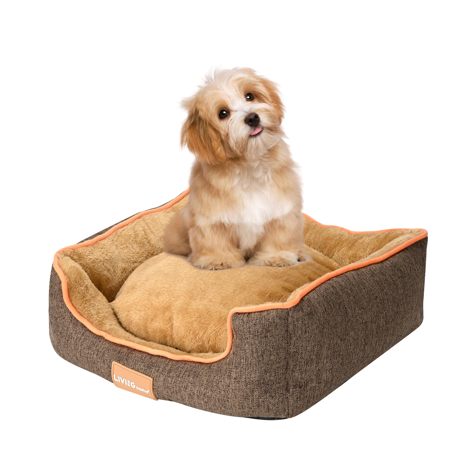 Square Bolster Cuddler Dog Beds, Ped Bed with Washable and Reversible Cushion , Super Soft Velvet, 17.7 "L x 15.7"W x 5.9"H