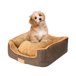 Square Bolster Cuddler Dog Beds, Ped Bed with Washable and Reversible Cushion , Super Soft Velvet, 17.7 "L x 15.7"W x 5.9"H