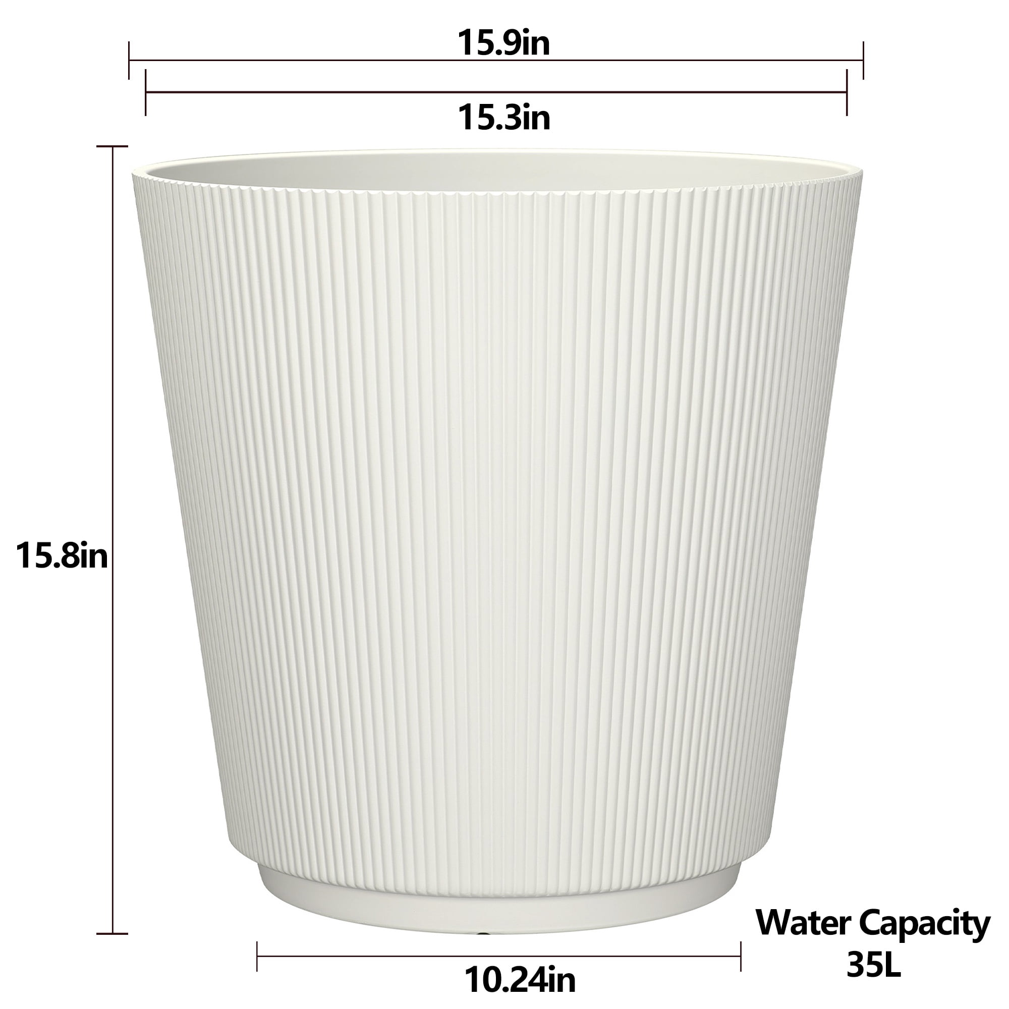 Jardinière en Résine Cannelée Mainstays 16 pouces, Blanc