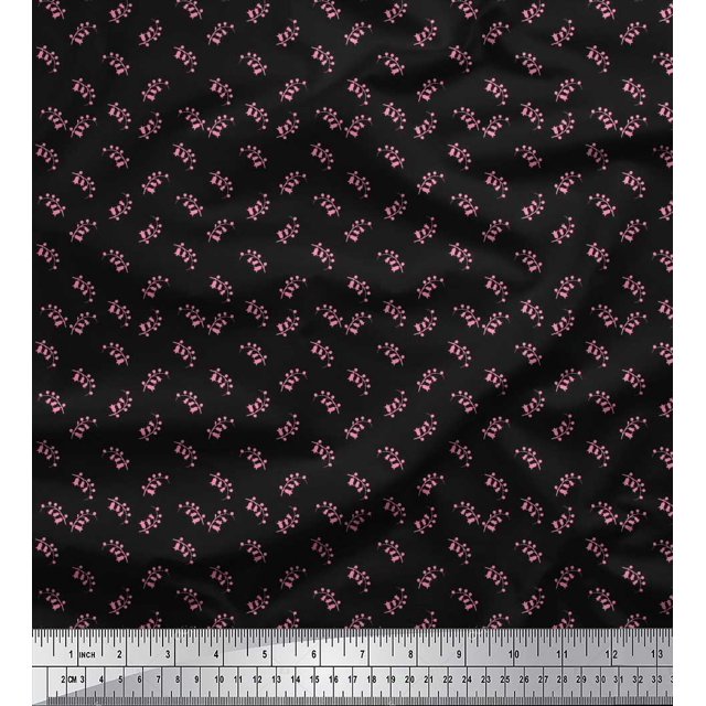 Soimoi Silk Fabric Floral Shirting Printed Fabric 1 Yard 42 Inch Wide