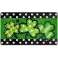 thumbnail image 1 of St. Patricks Day Decorative Front Door Mat, Shamrock Clover Doormat Indoor Outdoor Non-Slip Floor Entryway Rug, Polka Dots Irish Spring Holiday Home Kitchen Decoration 17x29 Inch, 1 of 6
