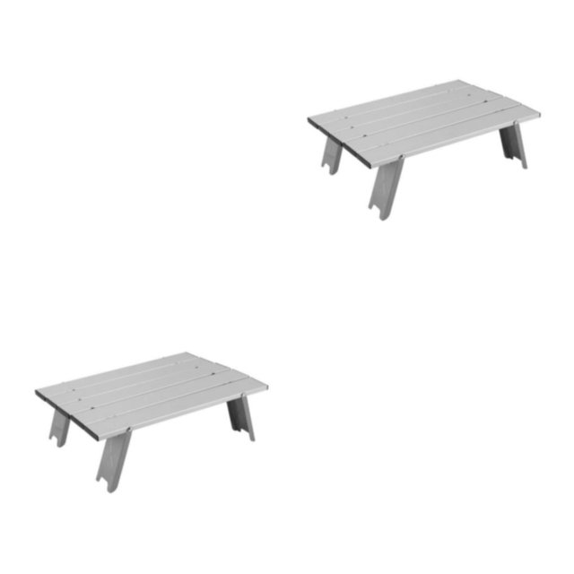 Transemion Lightweight Aluminum Alloy Folding Table Travelling Wide Application Foldable Folding Picnic Table silver 2Set
