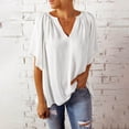 thumbnail image 2 of Timegard Womens Tops V Neck Drop Shoulder Short Sleeve Loose Comfy Solid Color Tops Tee Summer Beach, 2 of 6