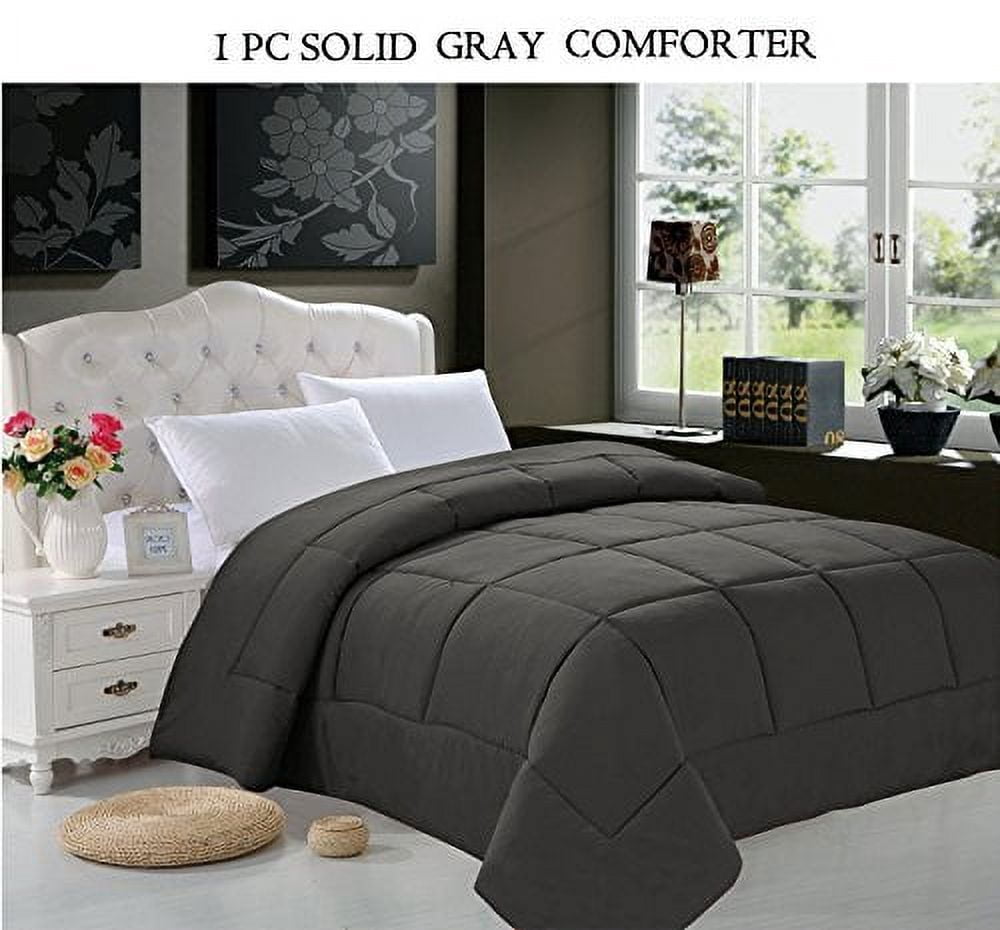 Elegant Comfort Luxurious Super Soft Goose Down Alternative Double-Fill Comforter Duvet Insert, Full/Queen, Gray