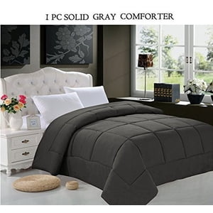 Elegant Comfort Luxurious Super Soft Goose Down Alternative Double-Fill Comforter Duvet Insert, Full/Queen, Gray