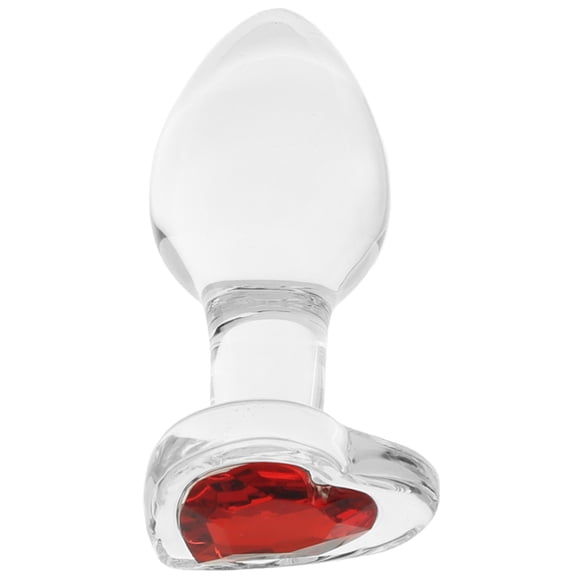 Booty Sparks Red Heart Gem Glass Anal Plug in Medium