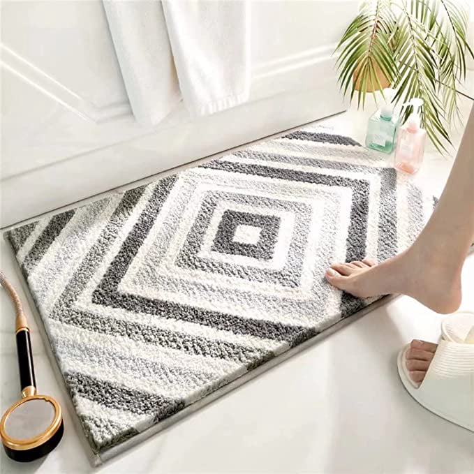PROGRERIC Bathroom Rugs, Machine Washable Plush Mat , Non Slip Absorbent Shaggy Bath Rug for Tub, Shower and Bath Room
