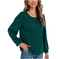 thumbnail image 1 of CHUANK Chemise Longue Cache-Ventre Fluide à Col Rond Unie à Manches Longues Hauts Grande Taille pour Femmes Chic Tunique Confortable à Porter avec des Leggings Bleu TTG, 1 of 5