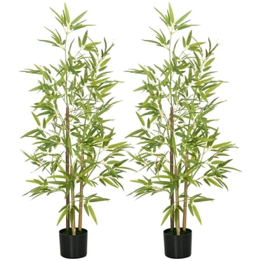 HOMCOM Arbre Artificiel en Bambou de 2 Pcs de 4 Pi pour Décoration Intérieure de la Maison
