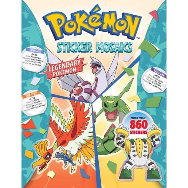 Pokémon Mosaïques d'Autocollants pour le Plaisir et la Détente, 40 Affiches Pleine Couleur avec Pages Détachables de Légendaire, Peinture par Autocollant pour Enfants et Adultes (Ensemble de 4 Livres