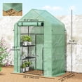 thumbnail image 3 of Outsunny Mini Greenhouse, Walk-in Greenhouse with 4 Shelves, Roll-Up Door, 3 of 10