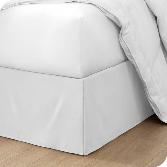 Bare Home Jupe de Lit Double Brossage - Premium 1800 Collection - Retombée de 15 Pouces - California Très Grand, Blanc