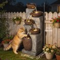 thumbnail image 3 of Outsunny 5-Tier Outdoor Cascading Rock Water Fountain with LED Lights, 3 of 10